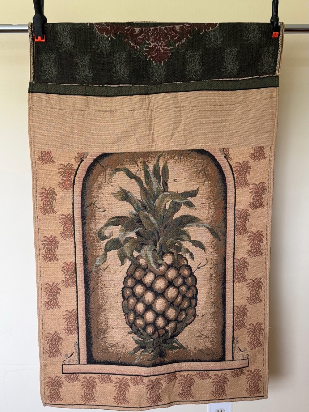 Neutral Pineapple Wall Tapestry - Beige and Green Home Accent